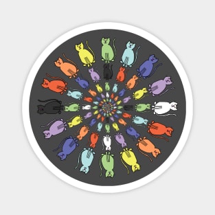 Many Circles of Rainbow Cats Magnet